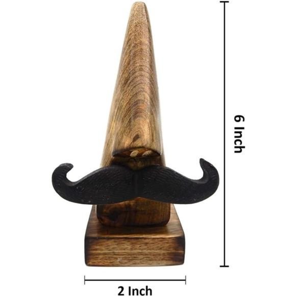 Wooden Moustache Eyeglass Holder Handmade Display Stand & Office Desk Home Decor - Picture 3 of 4